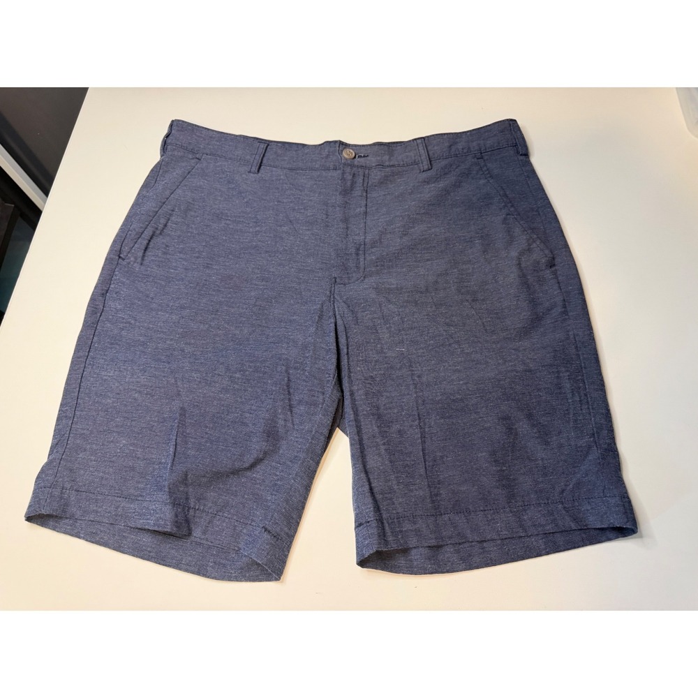 IZOD Golf Mens Blue Heathered Straight Fit Performance Stretch Shorts Size 34